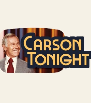 Image of Johnny Carson with text Carson Tonight to the right of his face