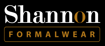 The words "Shannon Formalwear" in front of a black background