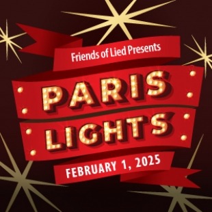 RED IMAGE OF BANNERS THAT SAY PARIS LIGHTS IN GOLD WITH A BLACK BACKGROUND